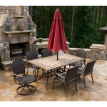 Marquesas 7Pc Dining Set w/ 2 Swivel Rockers, 4 Chairs, 70" Stone Table